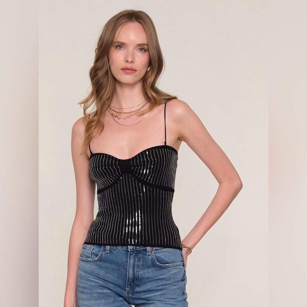 HEARTLOOM - KELSA SEQUIN CAMI in Black - Size XS (NWT)